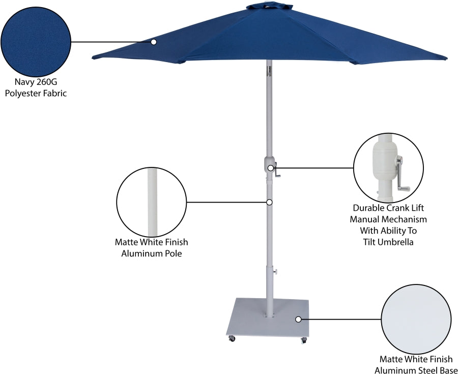 Fiji Water Resistant Fabric And Aluminum Patio Umbrella With Base Set