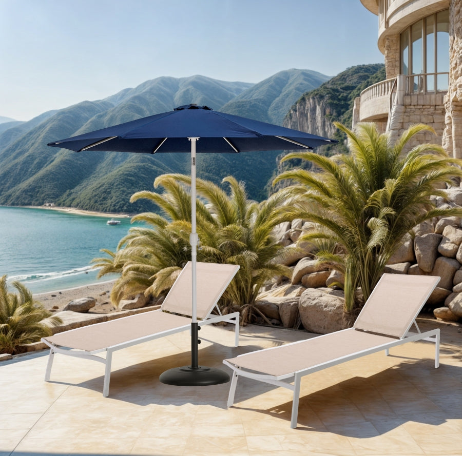 Fiji Water Resistant Fabric And Aluminum Patio Umbrella With Base Set