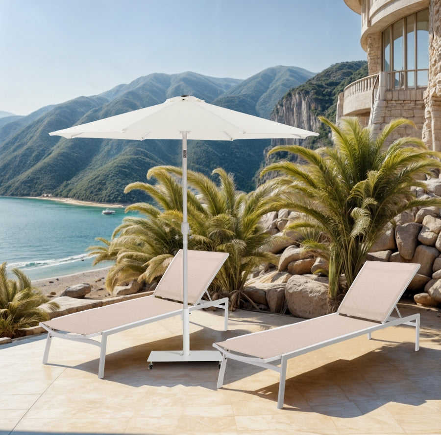 Fiji Water Resistant Fabric And Aluminum Patio Umbrella With Base Set