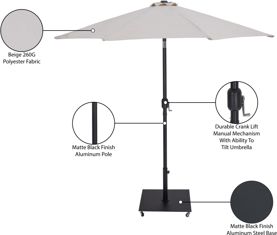 Fiji Water Resistant Fabric And Aluminum Patio Umbrella With Base Set
