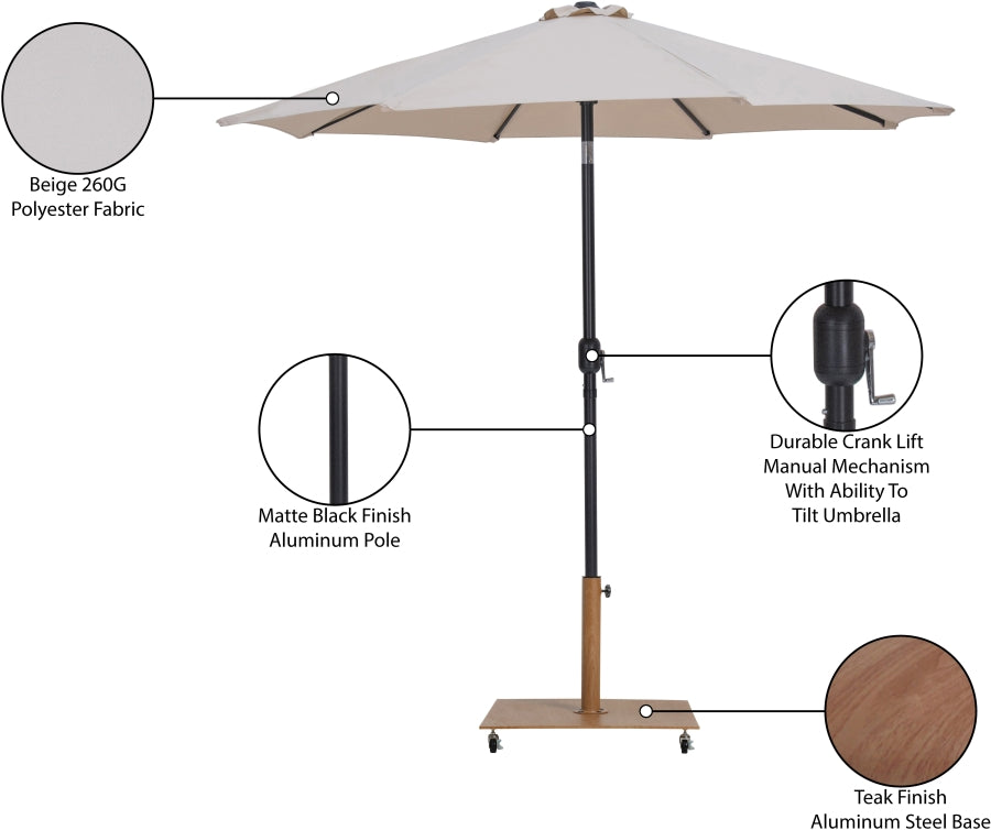 Fiji Water Resistant Fabric And Aluminum Patio Umbrella With Base Set