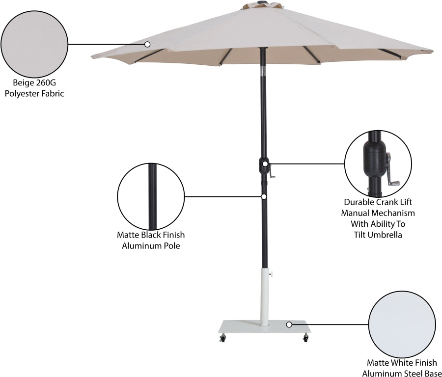 Fiji Water Resistant Fabric And Aluminum Patio Umbrella With Base Set