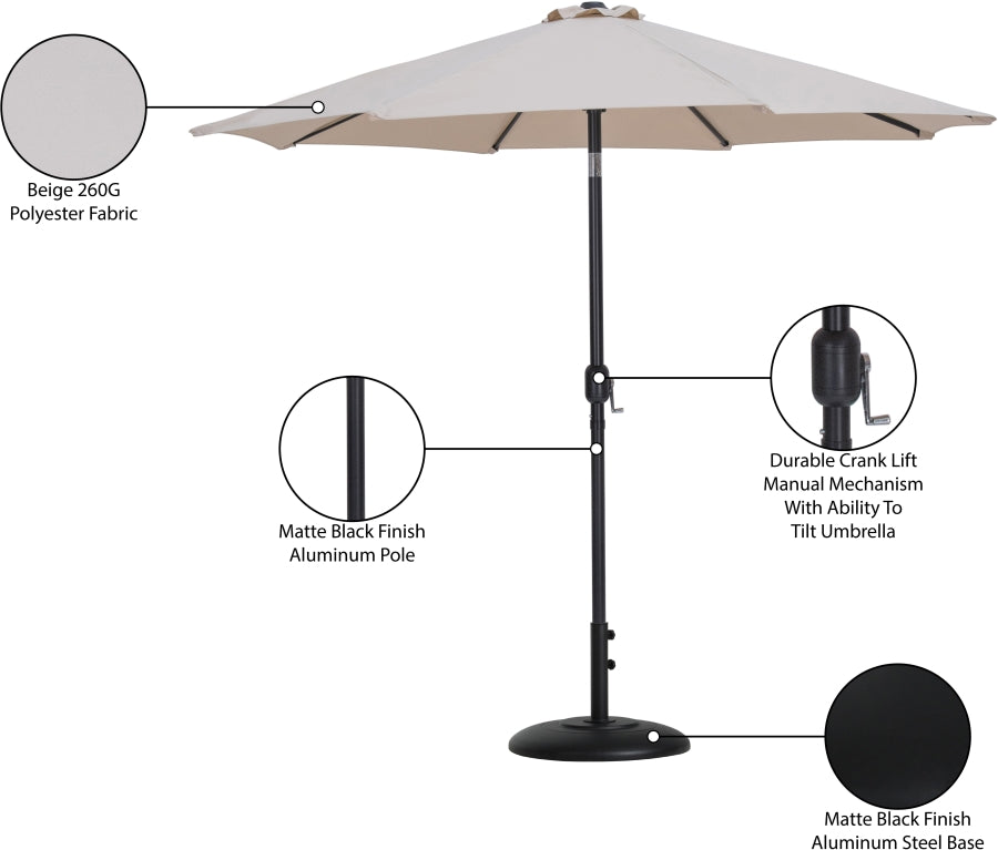 Fiji Water Resistant Fabric And Aluminum Patio Umbrella With Base Set