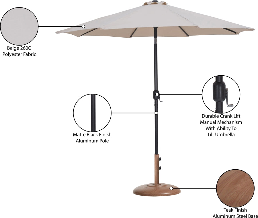 Fiji Water Resistant Fabric And Aluminum Patio Umbrella With Base Set