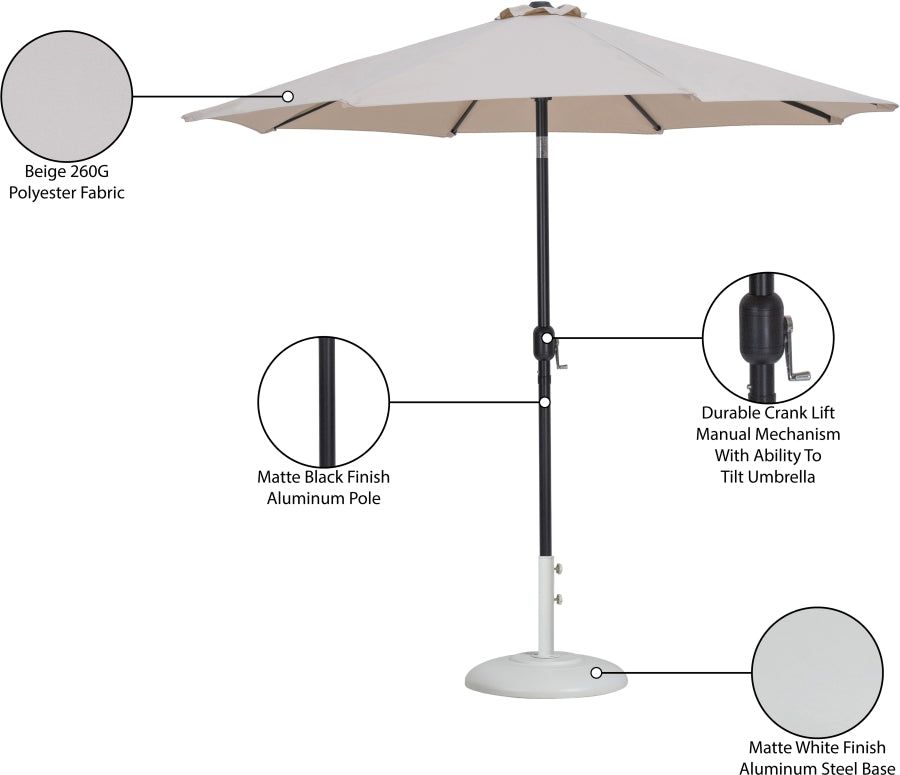 Fiji Water Resistant Fabric And Aluminum Patio Umbrella With Base Set