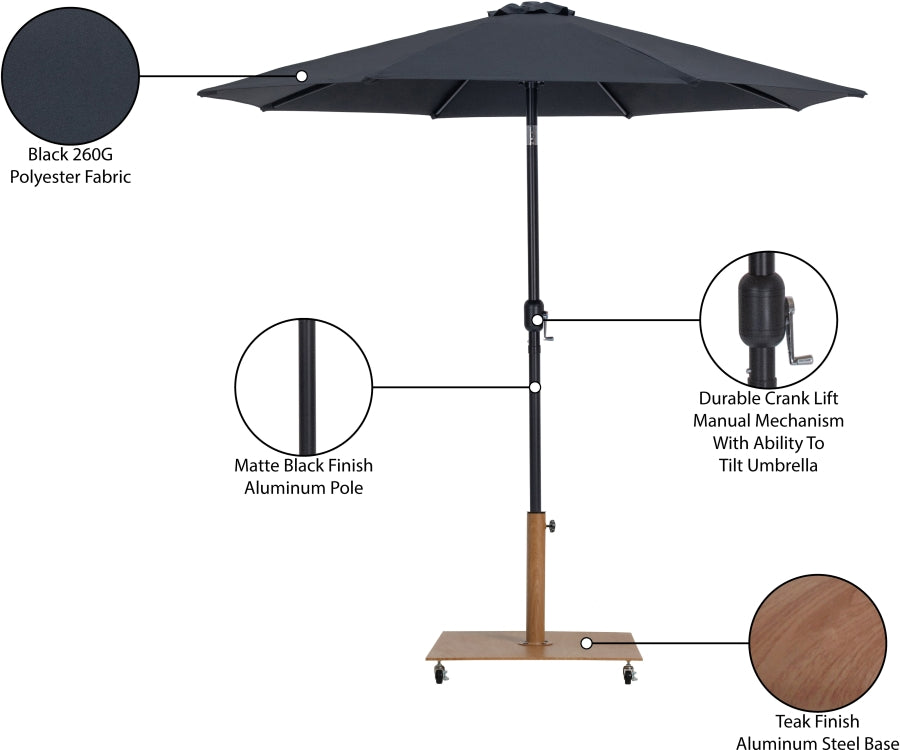 Fiji Water Resistant Fabric And Aluminum Patio Umbrella With Base Set