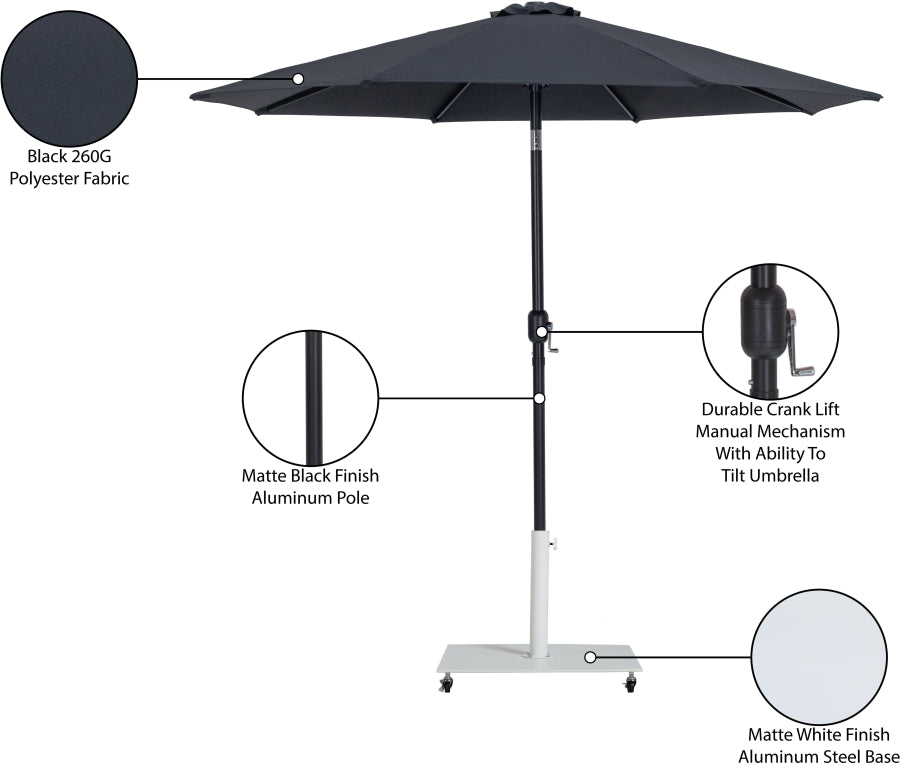 Fiji Water Resistant Fabric And Aluminum Patio Umbrella With Base Set