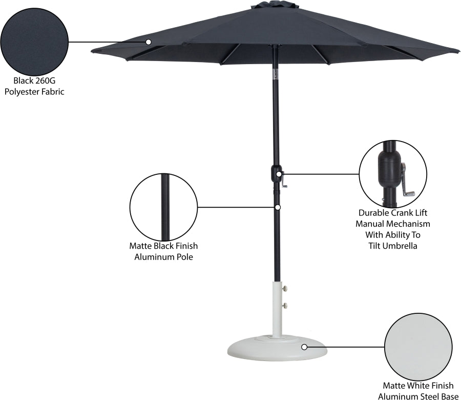 Fiji Water Resistant Fabric And Aluminum Patio Umbrella With Base Set