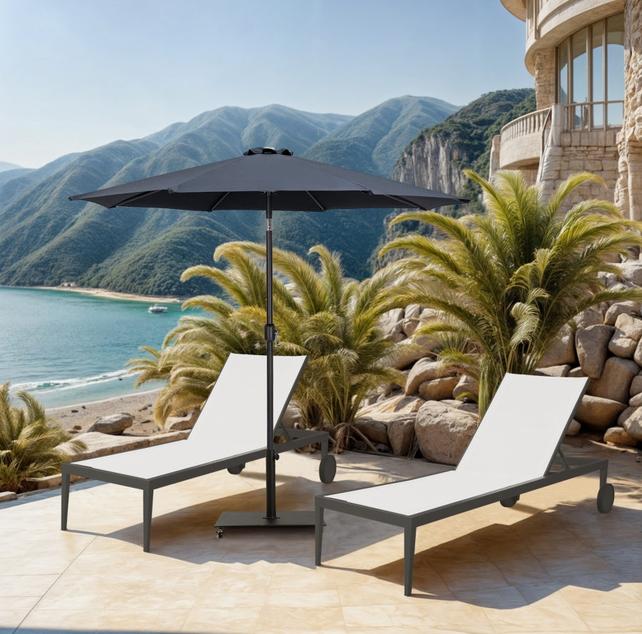 Fiji Water Resistant Fabric And Aluminum Patio Umbrella With Base Set