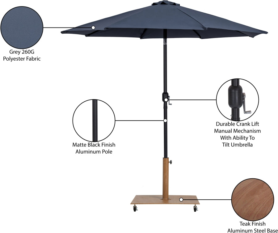 Fiji Water Resistant Fabric And Aluminum Patio Umbrella With Base Set