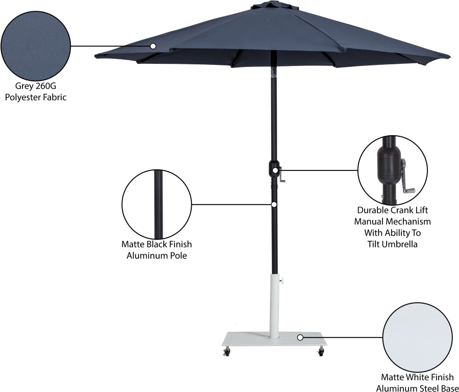 Fiji Water Resistant Fabric And Aluminum Patio Umbrella With Base Set