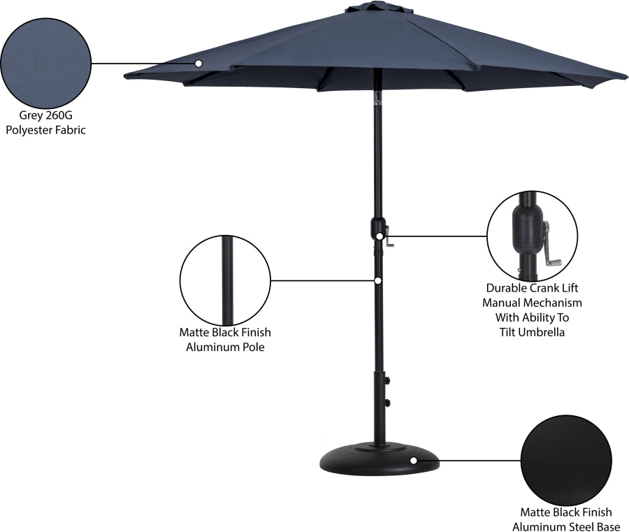 Fiji Water Resistant Fabric And Aluminum Patio Umbrella With Base Set