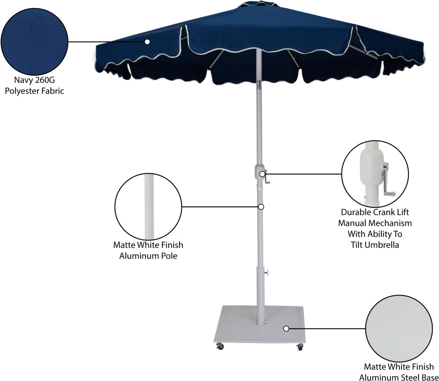 Amalfi Water Resistant Fabric And Aluminum Patio Umbrella With Base Set