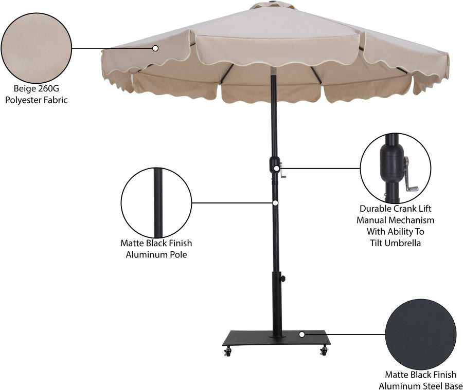 Amalfi Water Resistant Fabric And Aluminum Patio Umbrella With Base Set