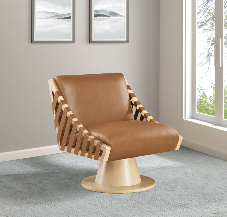 Millwin Vegan Leather Upholstered Swivel Accent Chair