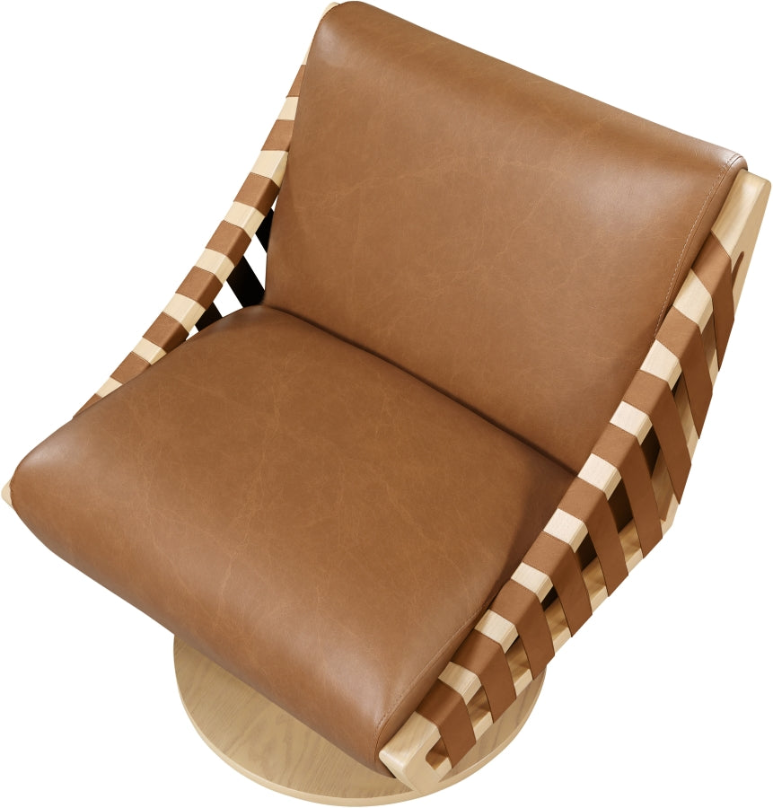 Millwin Vegan Leather Upholstered Swivel Accent Chair