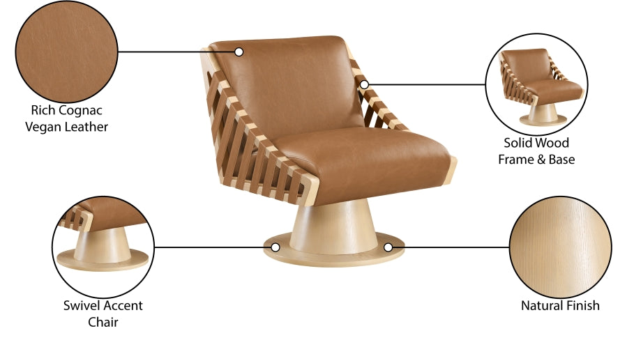 Millwin Vegan Leather Upholstered Swivel Accent Chair