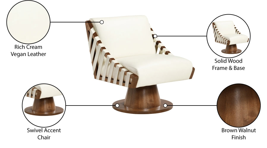 Millwin Vegan Leather Upholstered Swivel Accent Chair