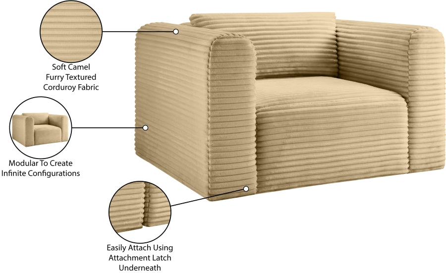 Shaggy Corduroy Performance Fabric Upholstered Accent Chair