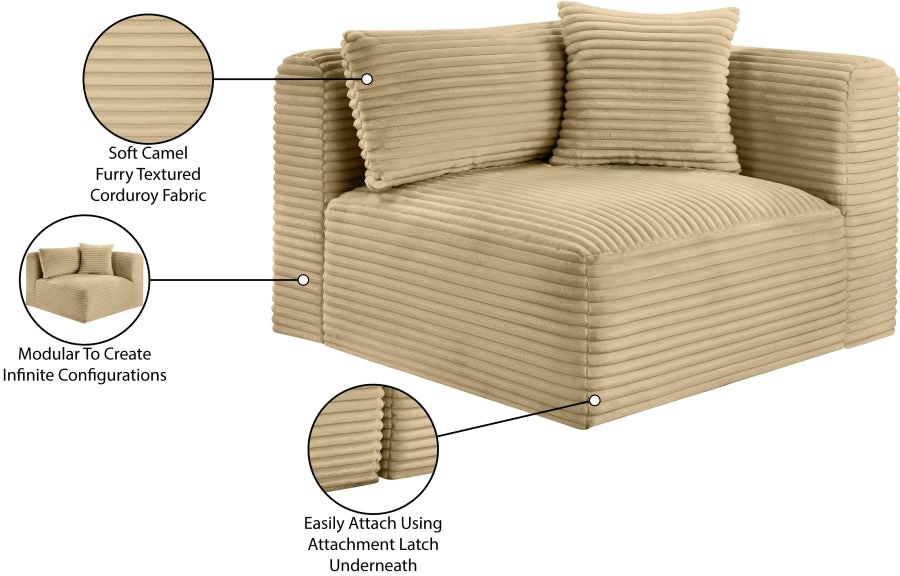 Shaggy Corduroy Performance Fabric Upholstered Accent Chair