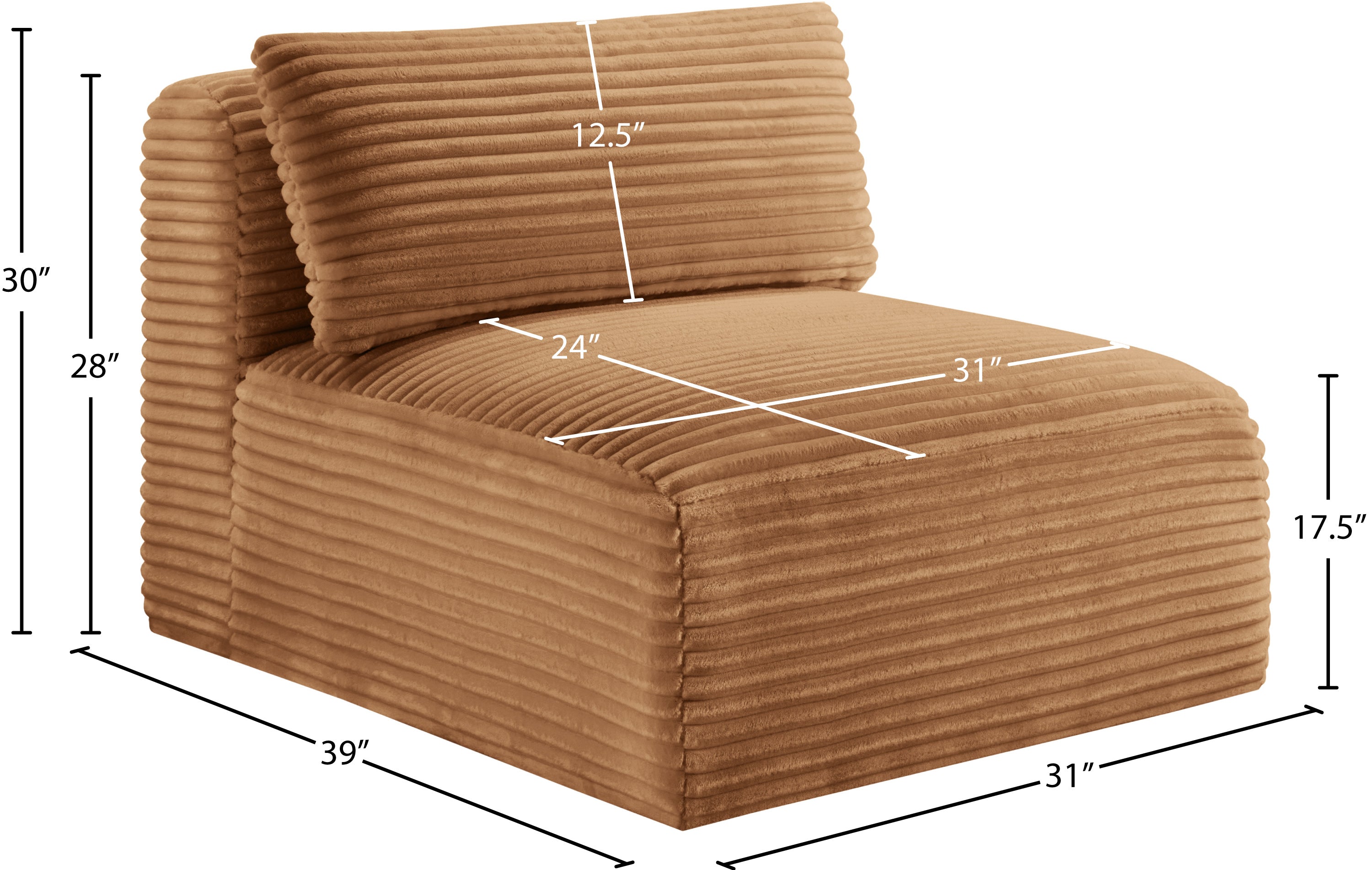 Shaggy Corduroy Performance Fabric Upholstered Accent Chair
