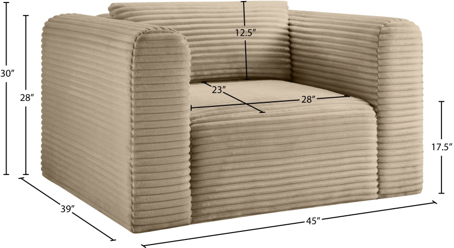 Shaggy Corduroy Performance Fabric Upholstered Accent Chair