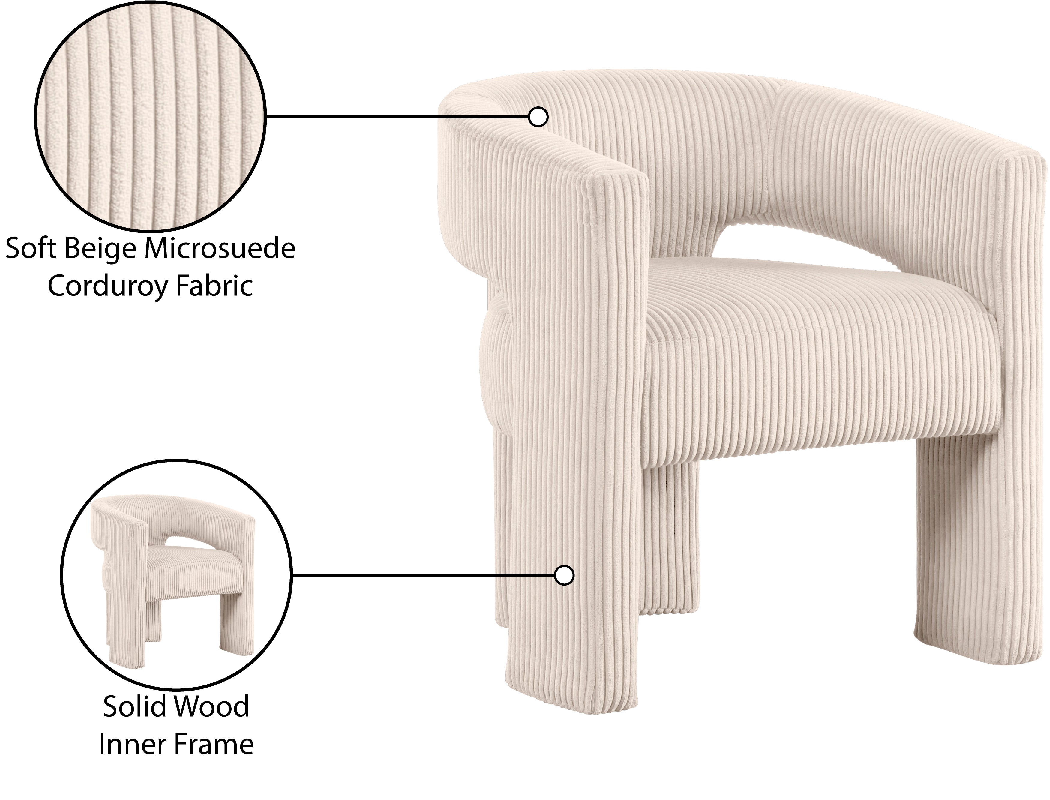 Fauteuil d'appoint rembourré en chenille Vivi