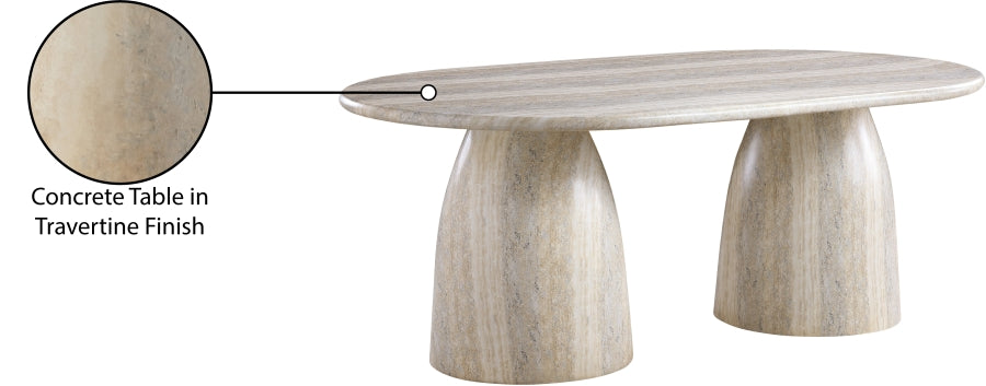 Cosenza Travertine Finish Indoor / Outdoor Concrete Dining Table