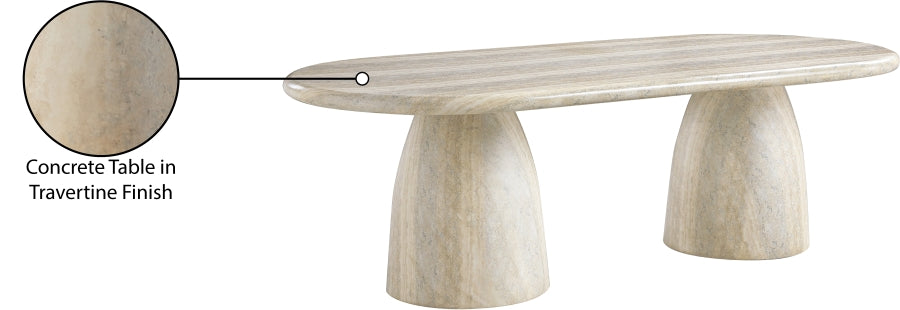 Cosenza Travertine Finish Indoor / Outdoor Concrete Dining Table