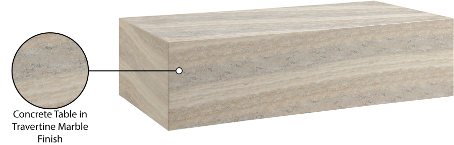 Piazza Travertine Finish Indoor/Outdoor Concrete Coffee Table