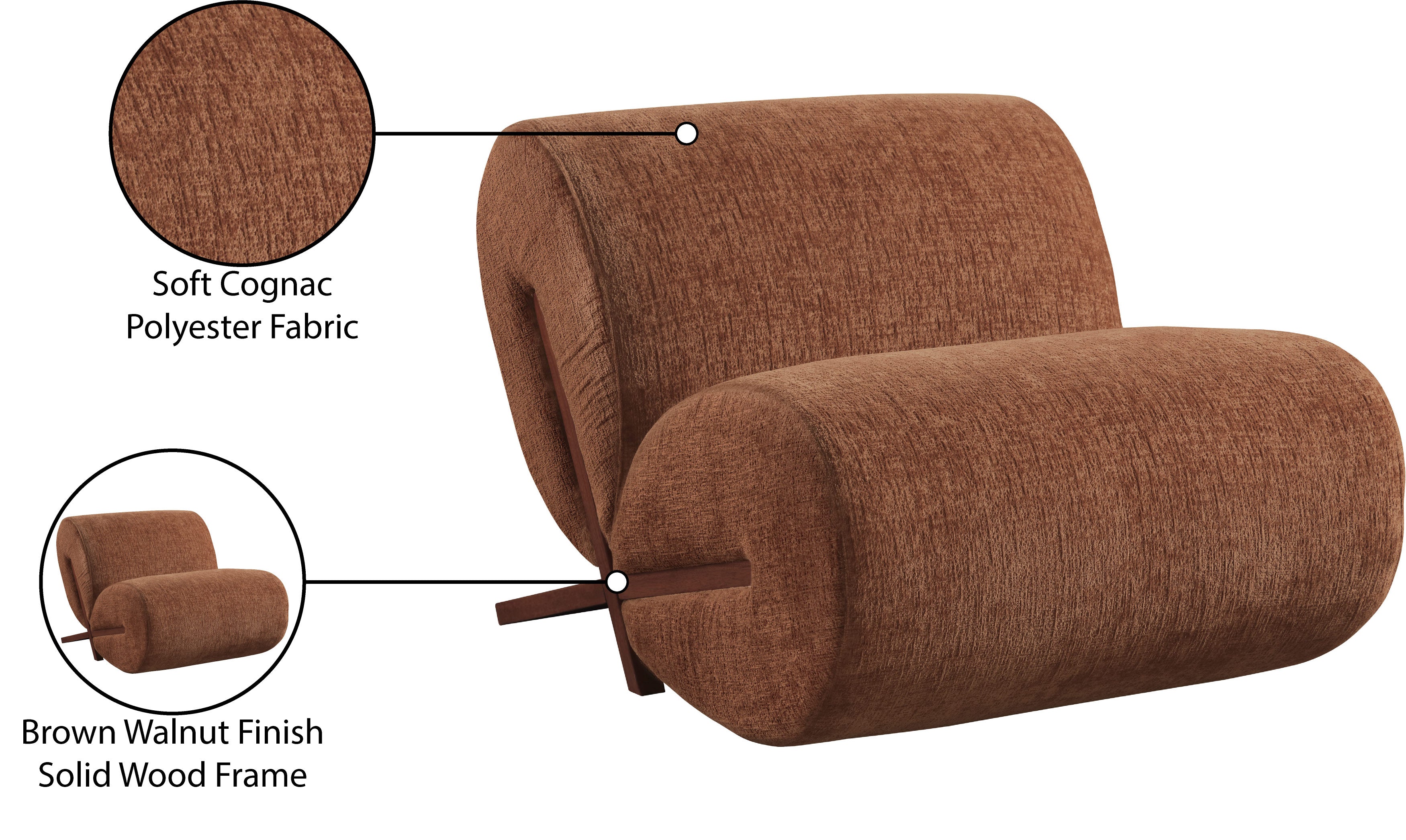 Fauteuil d'appoint rembourré en chenille Vivi