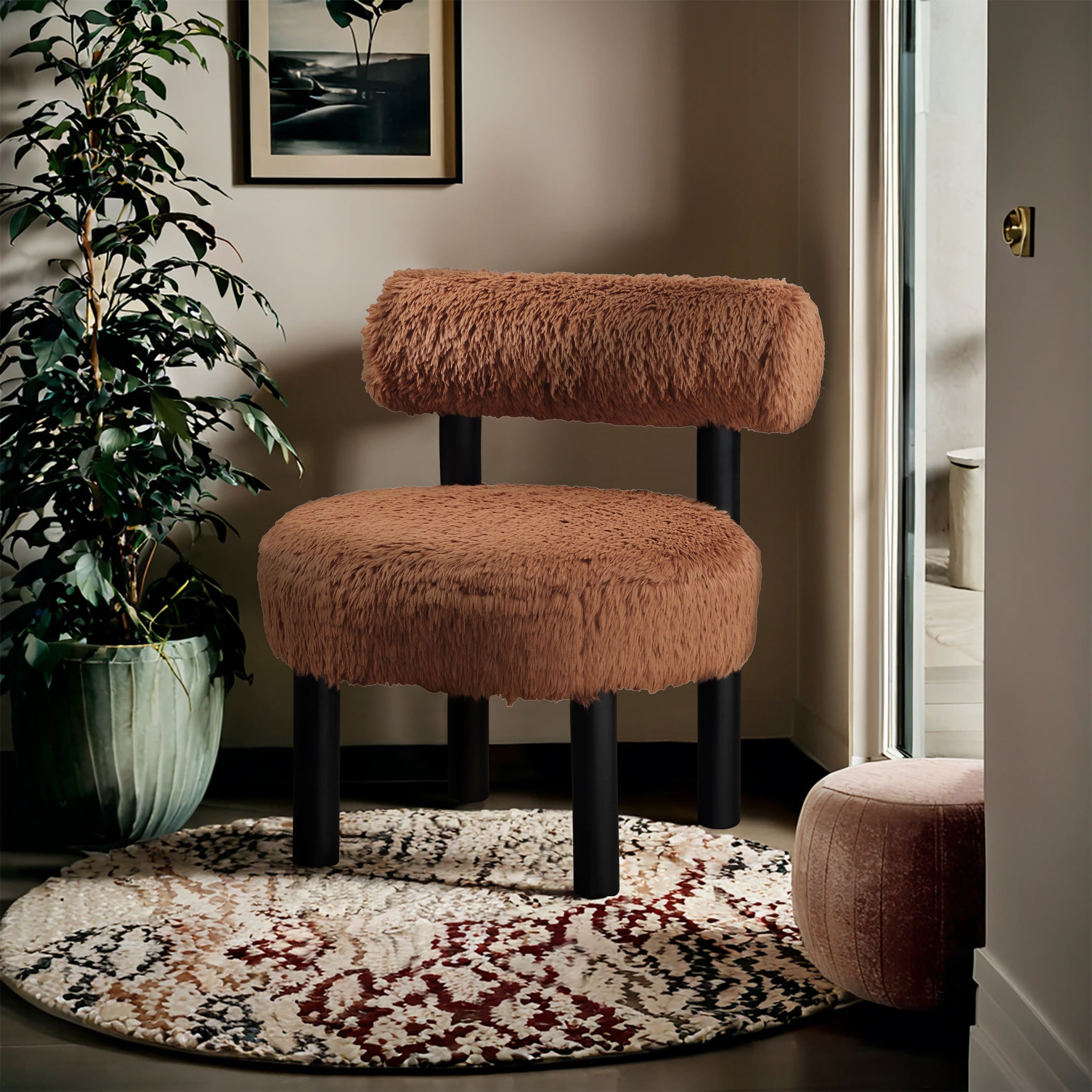Fauteuil d'appoint rembourré en chenille Vivi