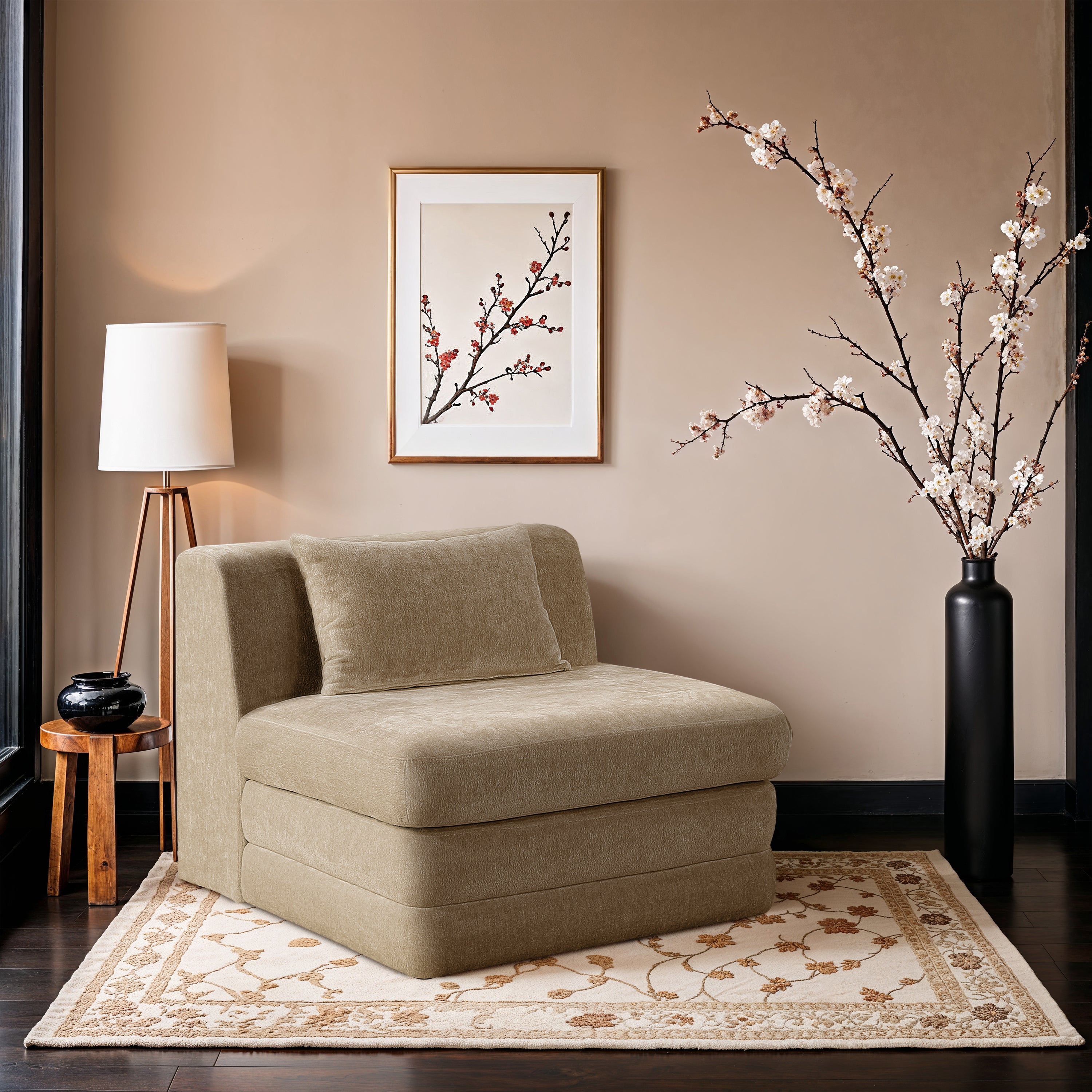Fauteuil d'appoint rembourré en chenille Vivi