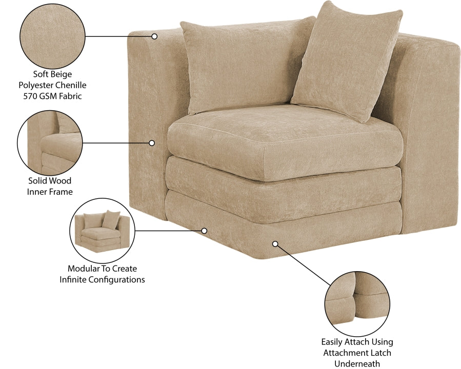 Stellar Chenille Fabric Upholstered Modular Accent Chair