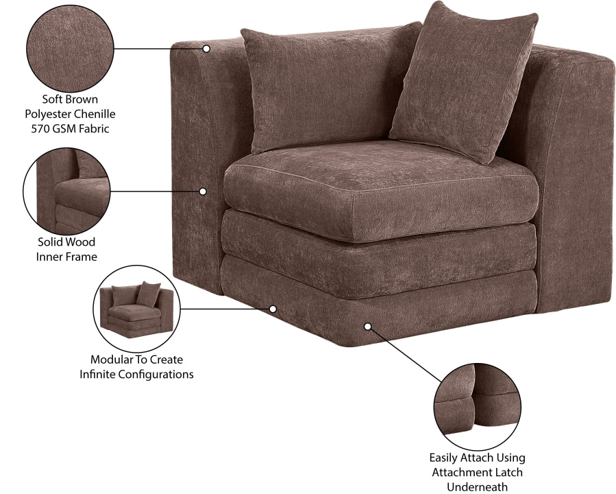 Stellar Chenille Fabric Upholstered Modular Accent Chair