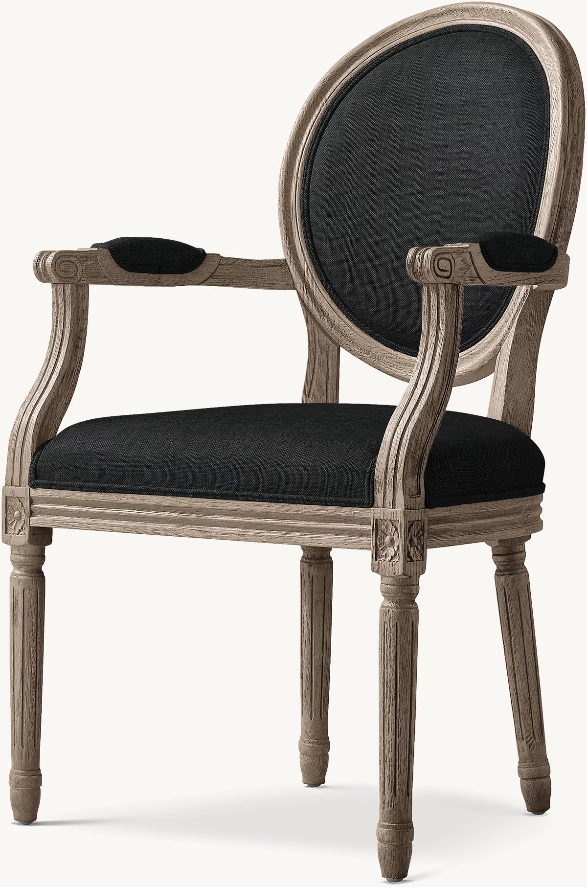 Vintage French Round Fabric Dining Armchair
