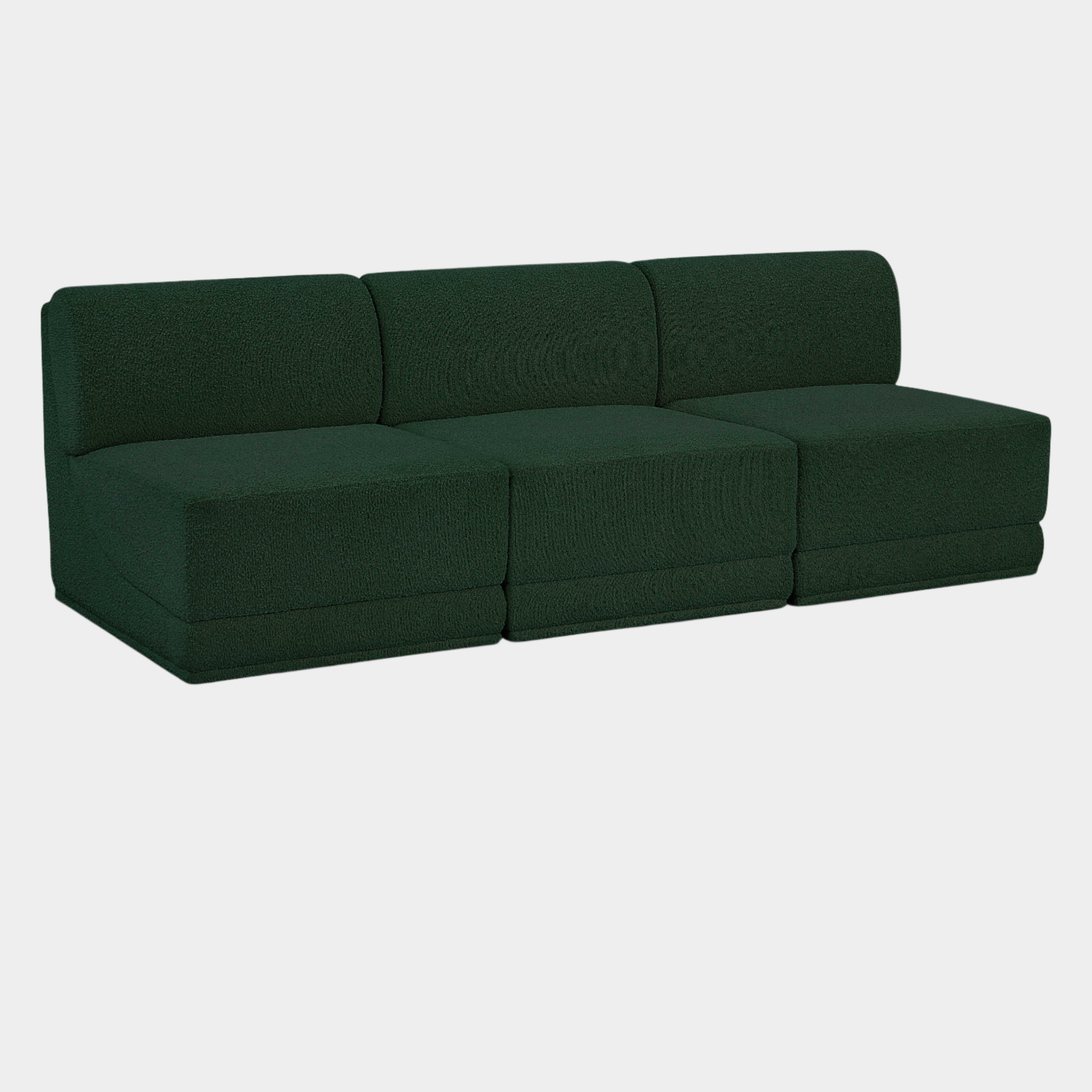 Canapé trois places sans accoudoirs en tissu Boucle Ollie