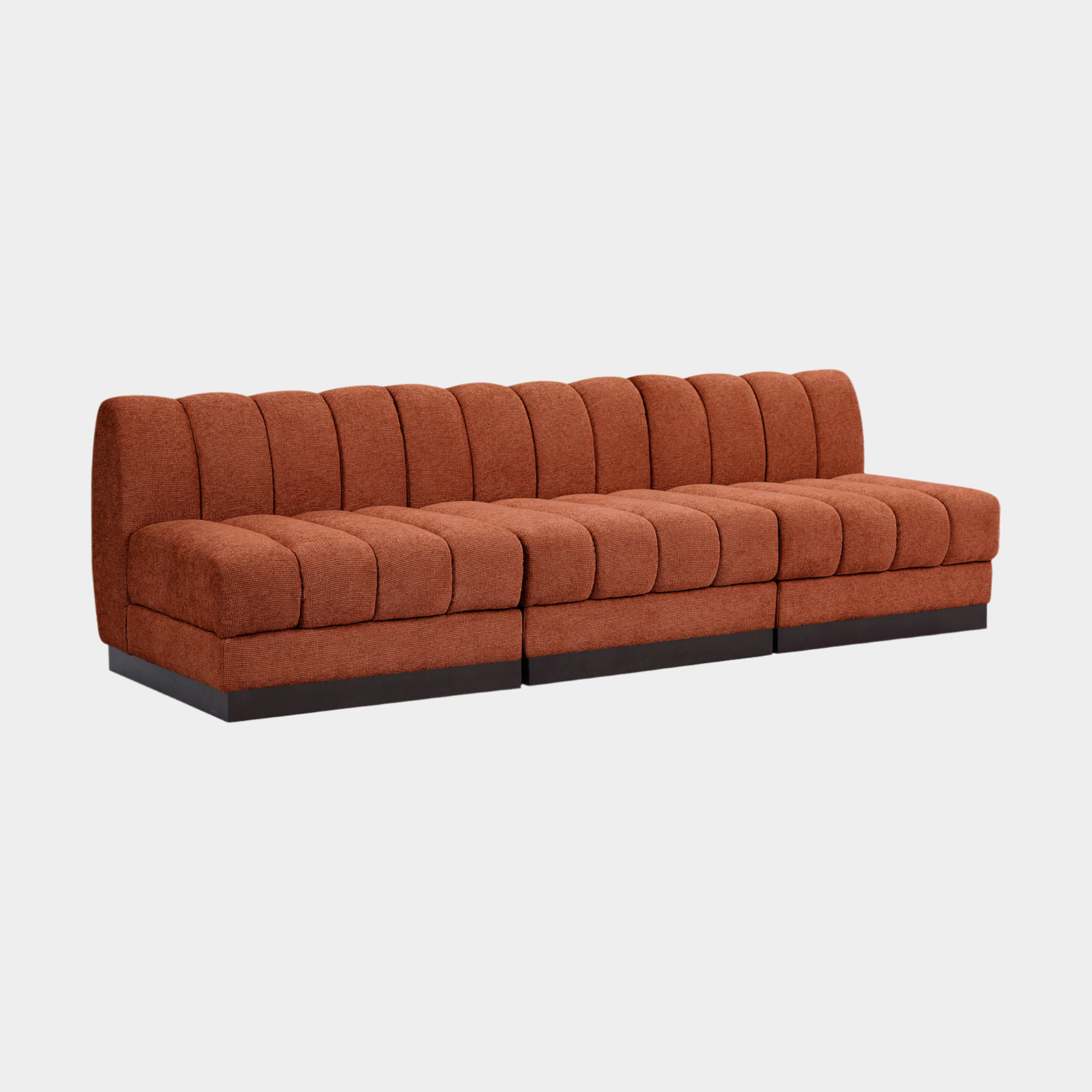 Canapé 3 places sans accoudoirs en tissu chenille Quinn