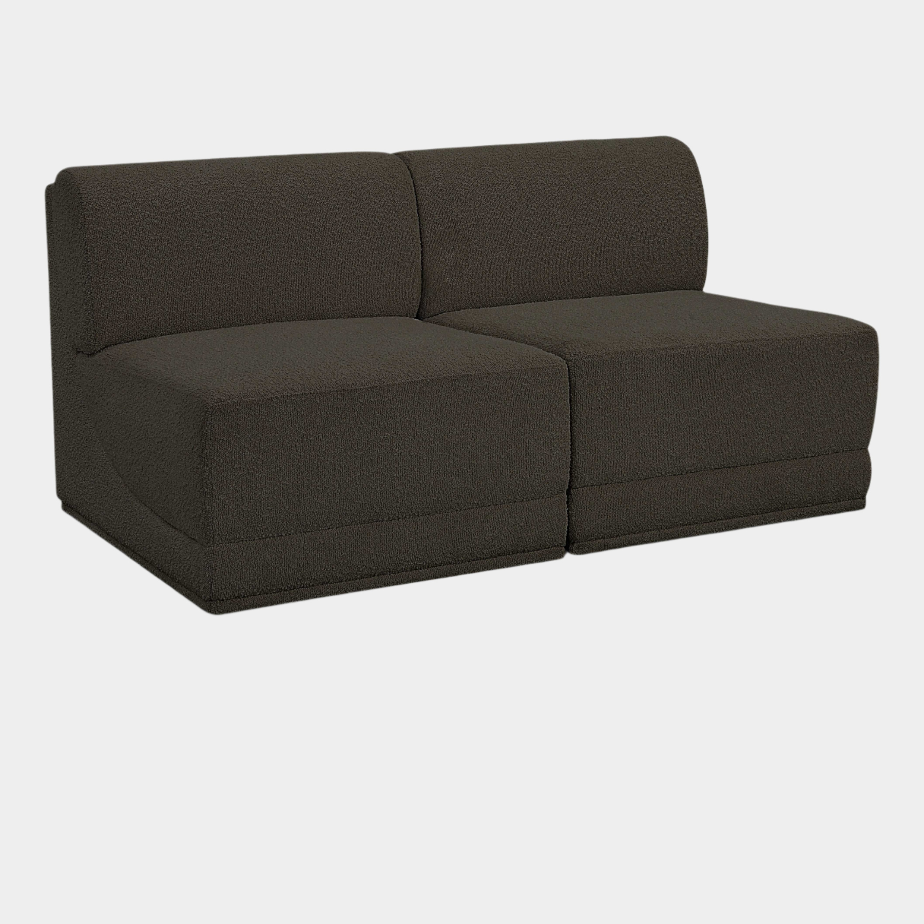 Canapé deux places sans accoudoirs en tissu Boucle Ollie