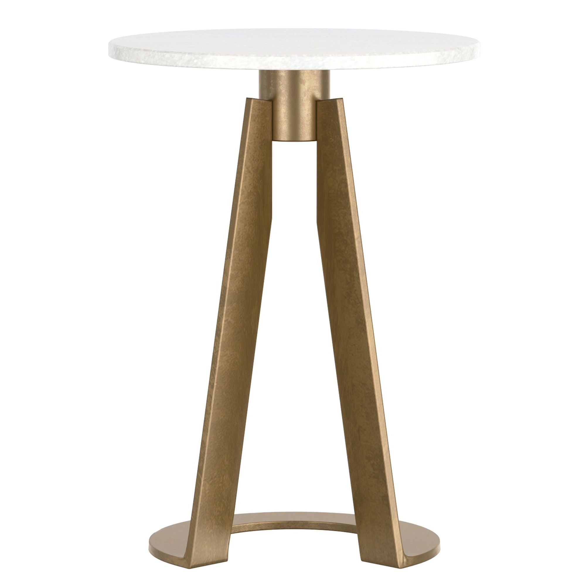 Devas Accent Table in White Marble and Brass