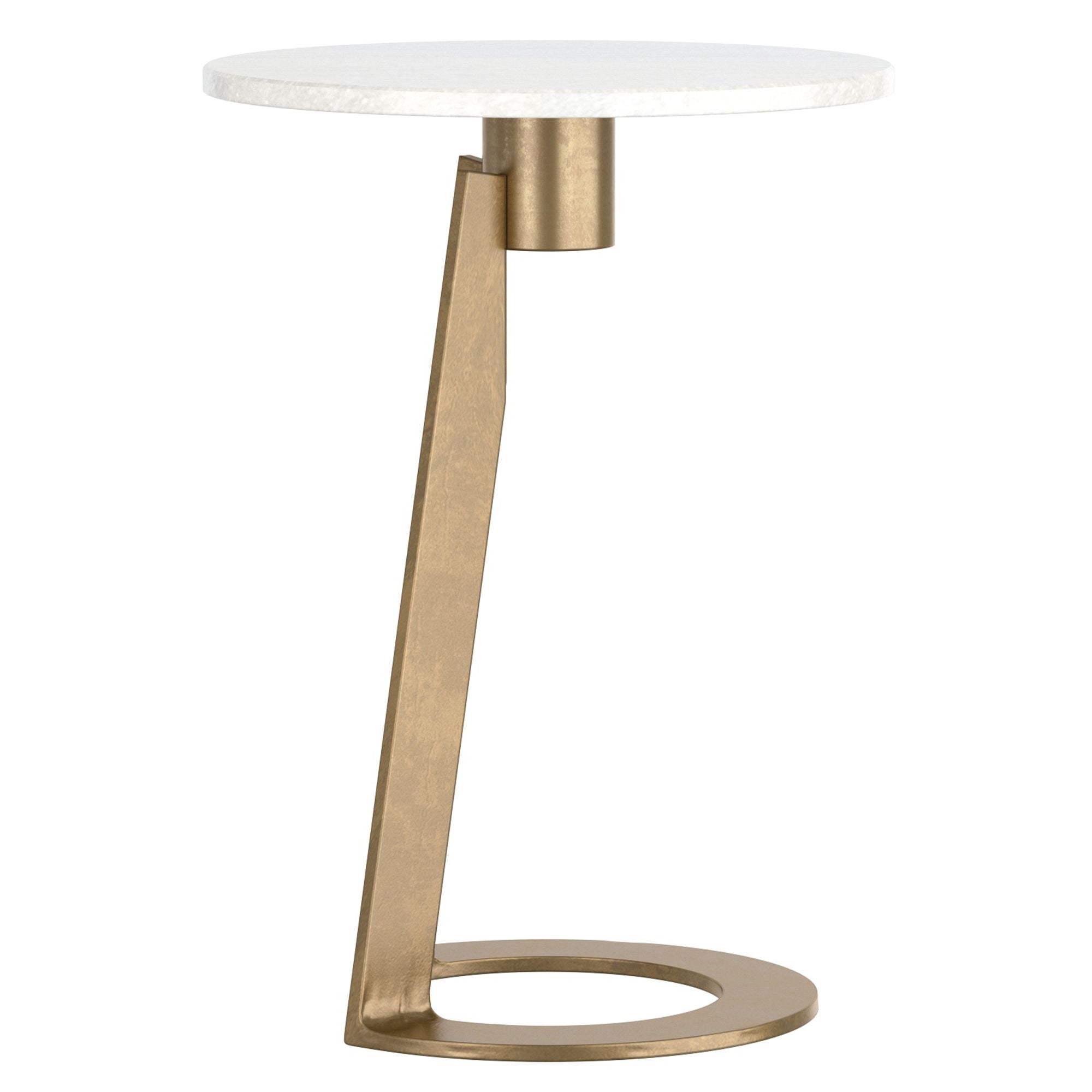 Devas Accent Table in White Marble and Brass