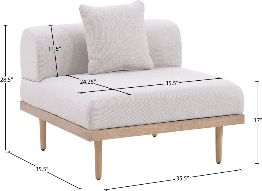 Laguna Resilient Water Resistant Fabric Upholstered Outdoor Patio Modular Armless Chair