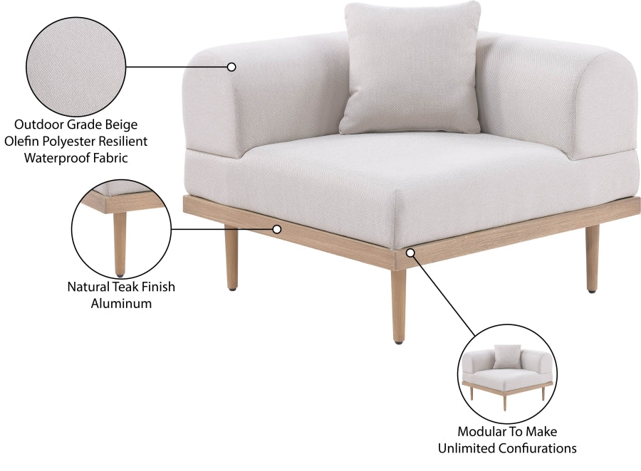 Laguna Resilient Water Resistant Fabric Upholstered Outdoor Patio Modular Corner Chair