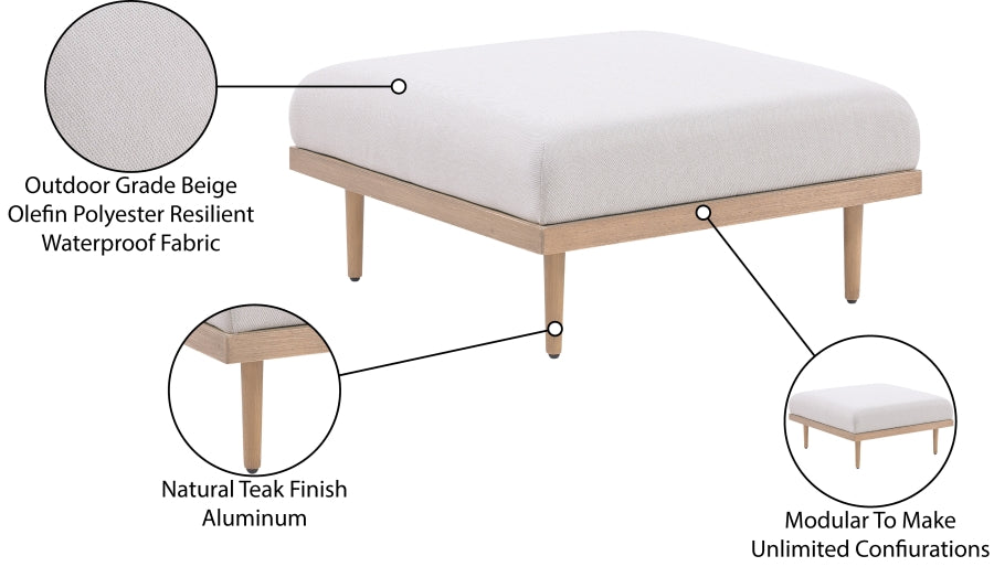 Laguna Resilient Water Resistant Fabric Upholstered Outdoor Patio Ottoman
