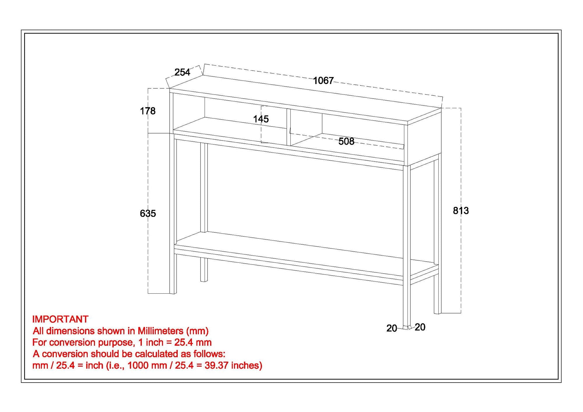 Ojas Console Table in Natural Burnt and Black