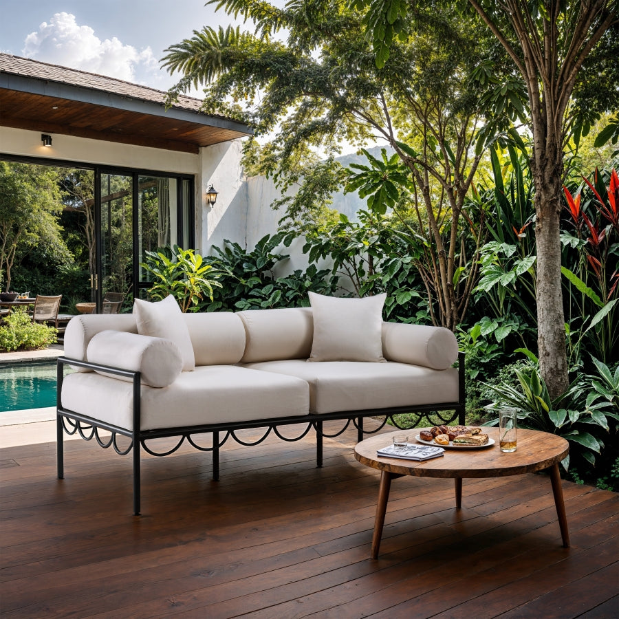 Portofino Resilient Water Repellent Fabric Upholstered Outdoor Patio Loveseat