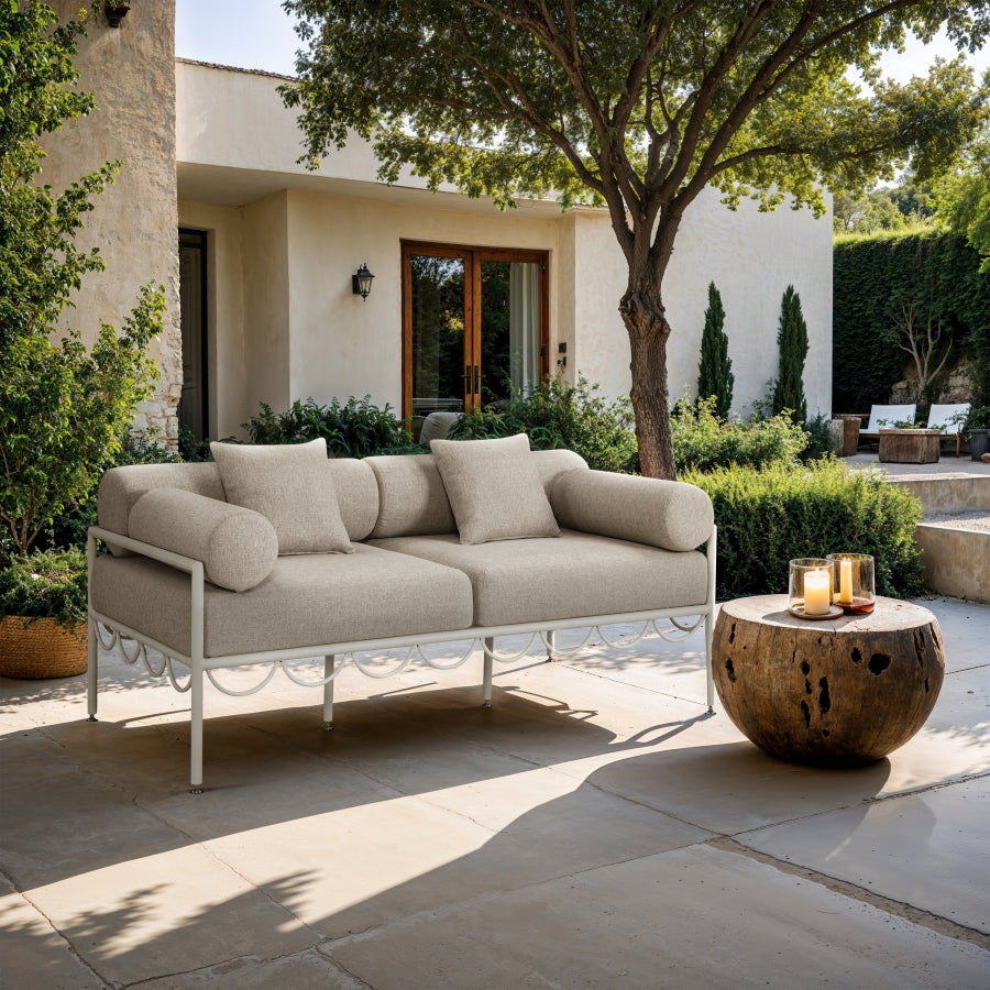 Portofino Resilient Water Repellent Fabric Upholstered Outdoor Patio Loveseat