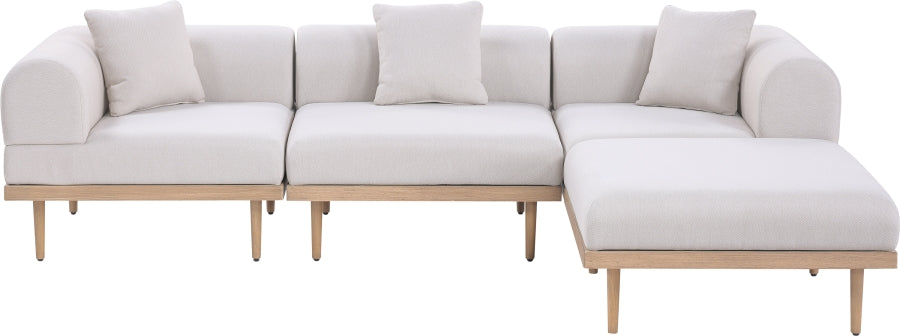 Laguna 106.5" Resilient Water Resistant Fabric Upholstered Outdoor Patio 4pc. Modular Sectional