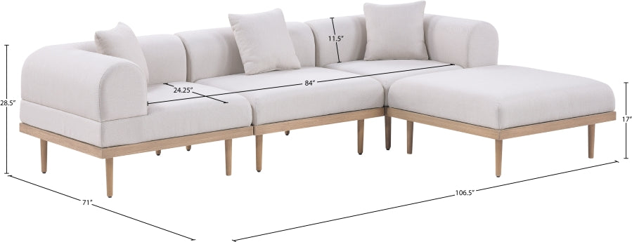 Laguna 106.5" Resilient Water Resistant Fabric Upholstered Outdoor Patio 4pc. Modular Sectional