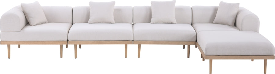 Laguna 142" Resilient Water Resistant Fabric Upholstered Outdoor Patio 5pc. Modular Sectional